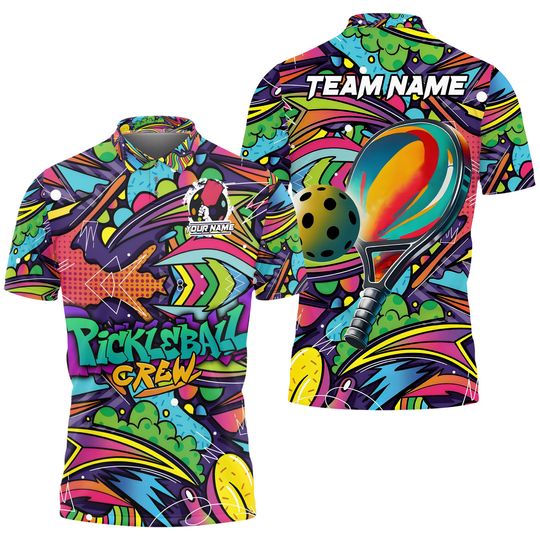 Discover Pickleball Crew Graffiti Personalized Name, Team Name Unisex Shirt