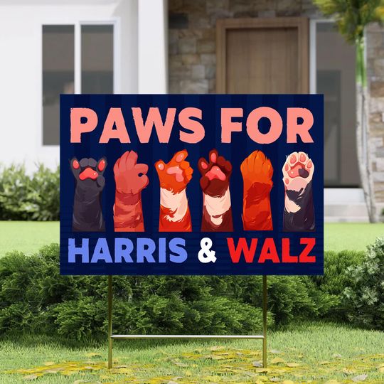 Discover Paws for Harris and Walz Yard Sign