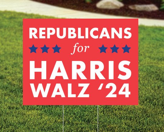 Discover Republicans for Harris Yard Sign, Harris Walz Yard Sign