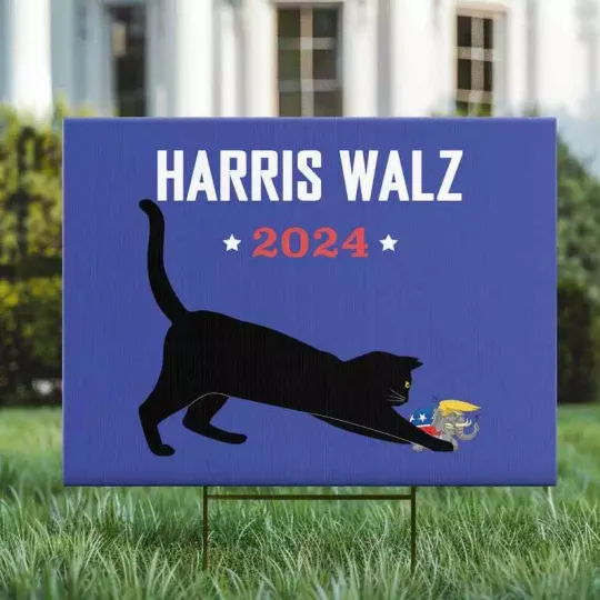 Discover Harris Walz 2024 Yard Sign, Cat Lady Kamala Harris Against Trump Yard Sign