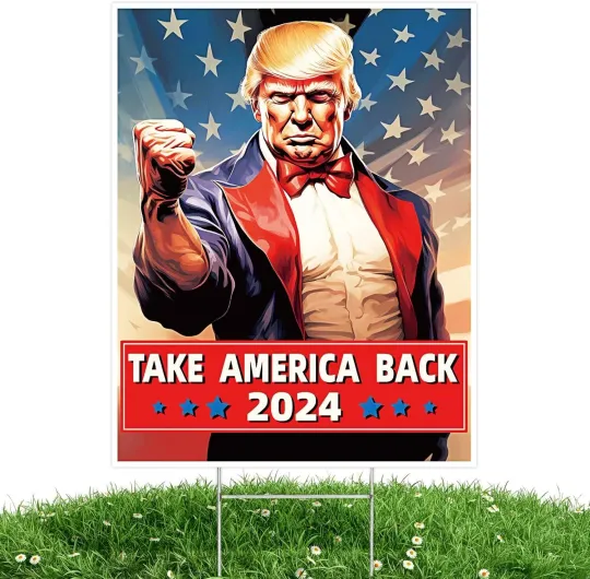 Discover Trump 2024 Yard Sign with Metal H-Stakes