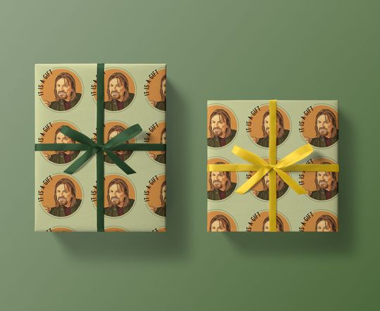 Discover It Is A Gift Wrapping Paper & Tag, Lord Of The Rings Fan Art, Boromir, Thick, Quality Birthday Gift Wrapping UK, Eco Friendly, Recyclable