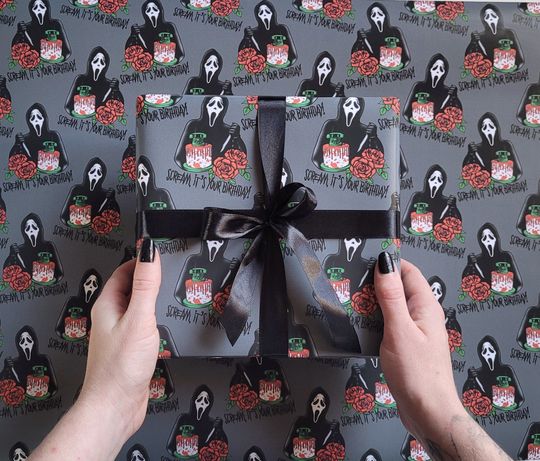 Discover Scream Birthday Gift Wrap - Horror Movie Theme