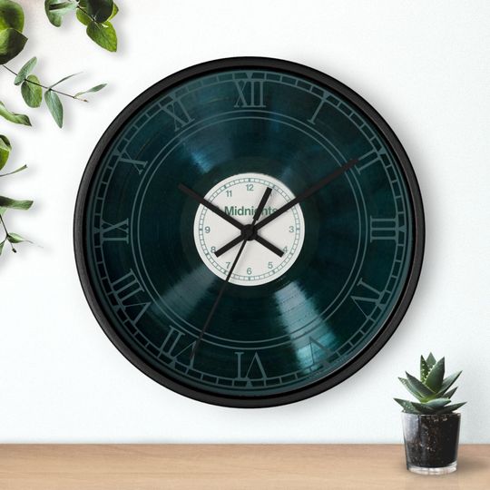 Discover Taylor Midnight Jade Green Vinyl Photo Clock - Unique Home Decor