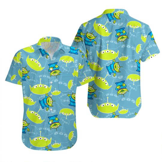 Discover Animated Green Aliens Hawaiian Shirt, Toy Movie Hawaii Shirt