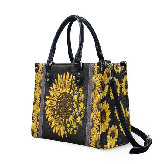 Discover Sunflower Leather Bag,Custom Leather Bag,Woman Shoulder Bag