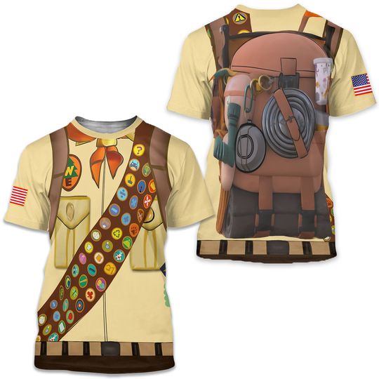 Discover Up movie costume,Russell Shirt, Wilderness Explorer Costume