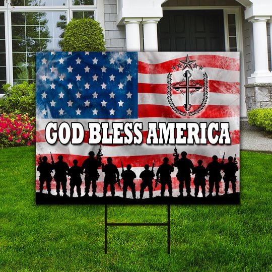 Discover Memorial Day Yard Sign, God Bless America Patriotic Stars Stripes American Flag 4th of July  Independence Day Yard Sign