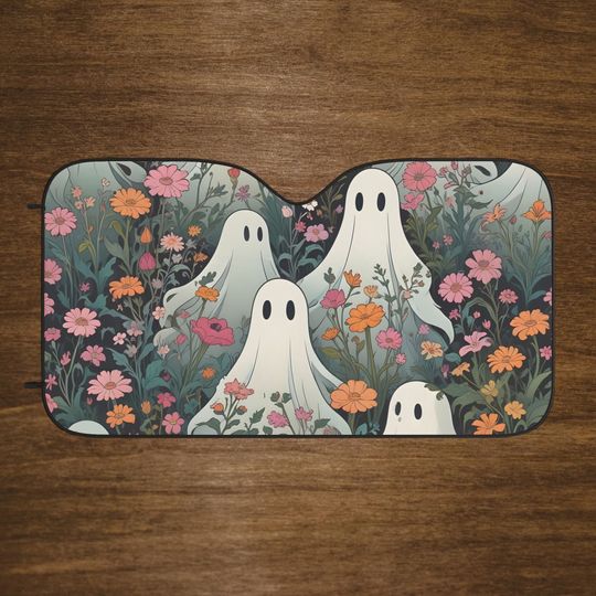 Discover Wildflower Ghosts Car Sun Shades, Funny Cute Car Decor, Hippie Boho Halloween Fall Windshield Sun Blocker