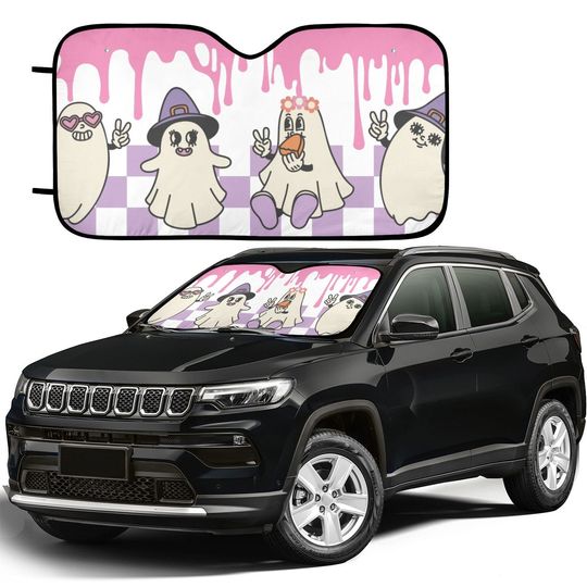 Discover Cute Pink Ghost Car Sun Shades for Halloween
