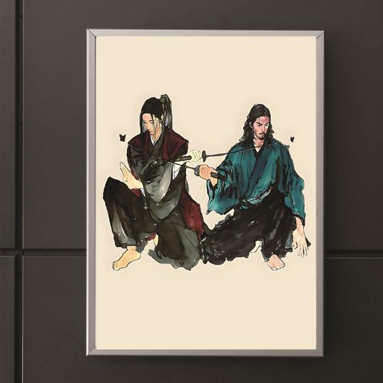 Discover Inoue Takehiko Vagabond Manga Musashi Miyamoto vs Sasaki Kojiro Premium Matte Vertical Poster