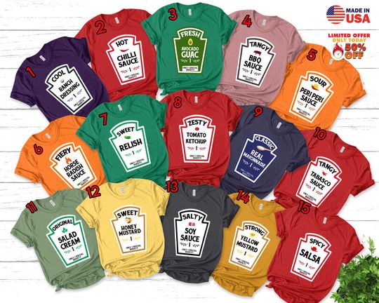 Discover Group Condiments Halloween Costume Shirt, Condiments Matching Halloween Costume