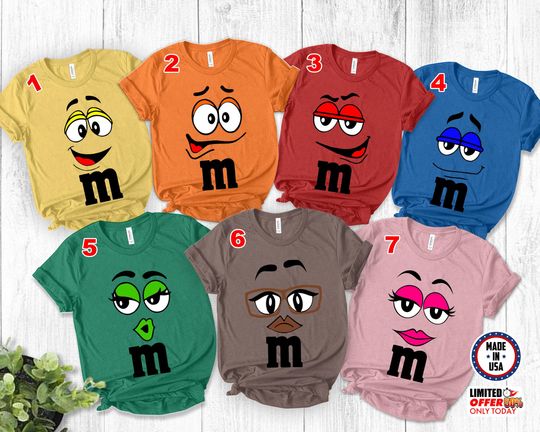 Discover M and M Candy Group Matching Party Shirt, Family Halloween Costume shirt