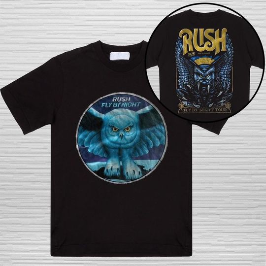 Discover Vintage 70s Graphic RUSH Fly by Night Tour Rock Band Double Sided T-Shirt