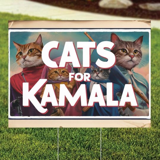 Discover Cats for Kamala Harris yard sign, Cat lady for Kamala Lawn Sign