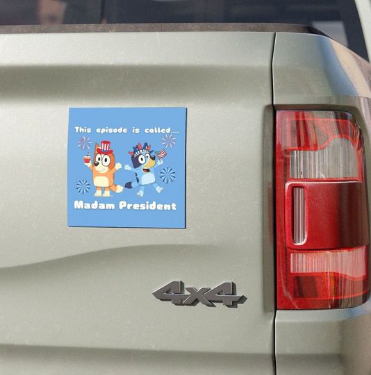 Discover BlueyDad 'Madam President' Car Magnet, Kamala Harris & Tim Walz Supporter Car Magnet