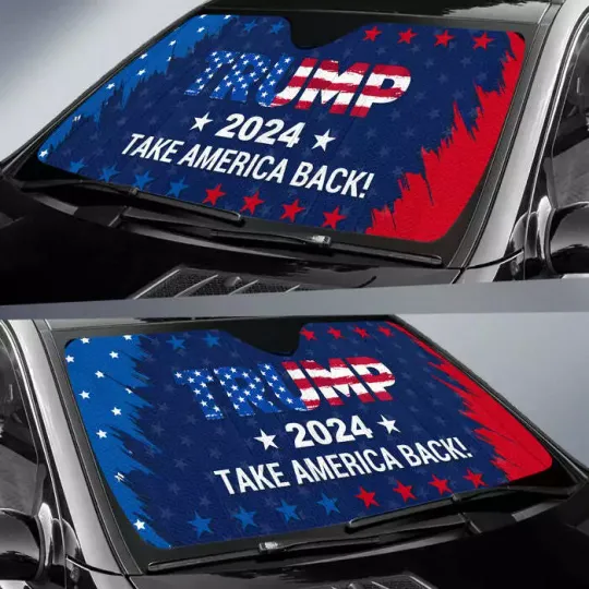 Discover Trump 2024 Take America Back Trump Fans Gift Car Windshield Sun Shade