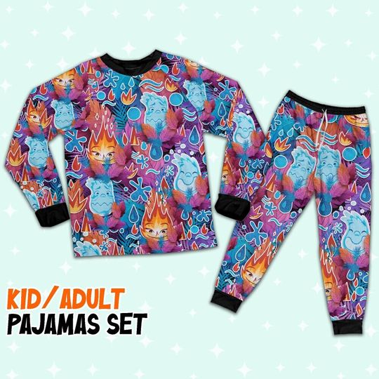 Discover Elemental Ember And Wade Colorful Tropical Pajamas Set, Elemental Pajamas