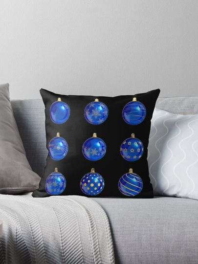 Discover blue and white christmas Pillow