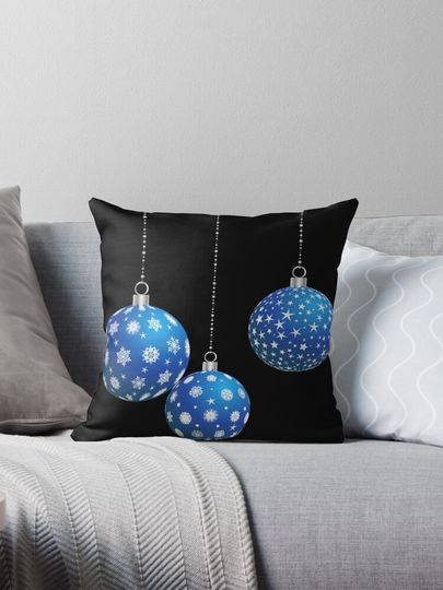 Discover Blue Christmas Ornament Decoration Pillow