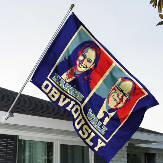 Discover Harris Walz 2024 Obviously House Flag