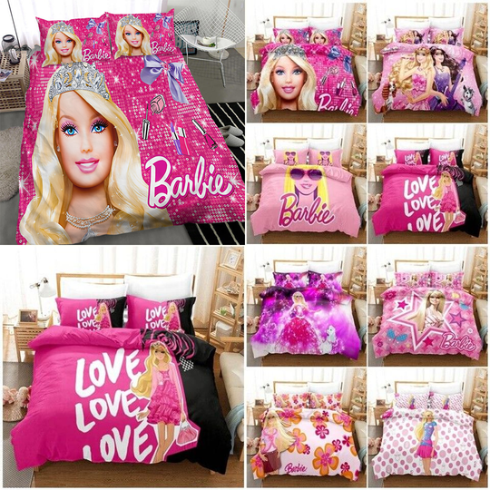 Discover Barbie Doll Doona Quilt Cover Duvet Cover Pillowcase Bedding Set