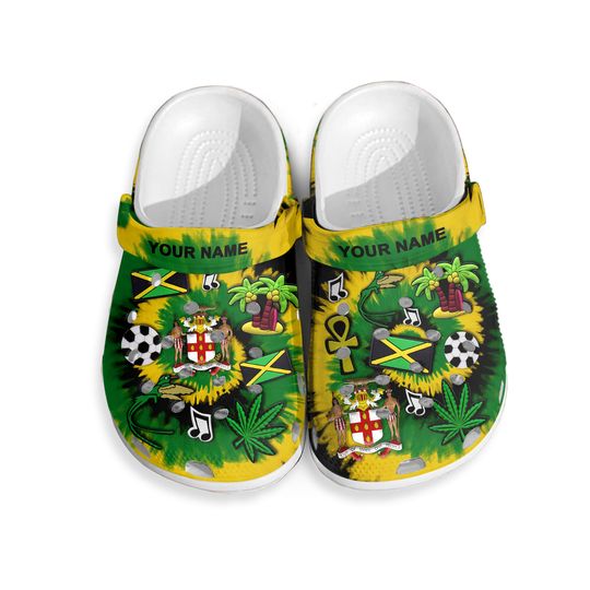 Discover Jamaica Personalized Clogs Shoes With Jamaican Symbols Tie Dye