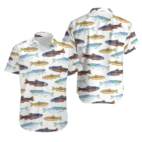 Discover Trout Watercolor Hawaiian Shirt, Fish Hawaiian Shirt, Fishing Lover Shirt