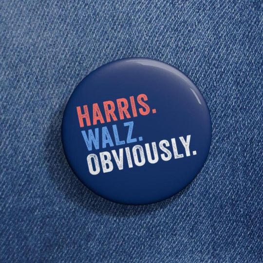 Discover Harris Walz Obviously Kamala Harris Pin Button, Kamala Pins