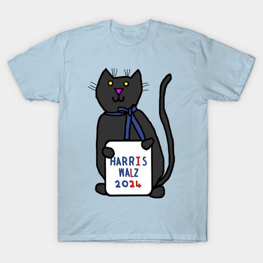 Discover Cute Cat with Harris Walz 2024 Sign - Harris Walz - T-Shirt