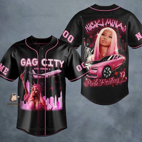 Discover Nicki Minaj Baseball Jersey, Personalized Pink Friday 2 Concert Jersey, Nicki Minaj Merch Shirt, Rapper Homage Shirt