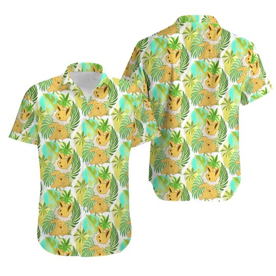 Discover Jolteon Hawaiian Shirt Japanese Anime Hawaii Button Up Shirt Gift