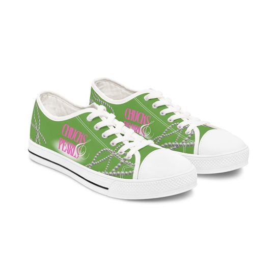 Discover Green Kamala Harris Chucks and Pearls Women's Low Top Sneakers