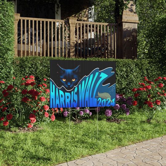 Discover Harris Walz 2024 Cat Wave Kamala Harris Against Trump Yard Sign