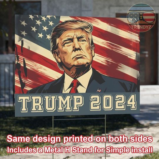 Discover Trump 2024 For President USA American Flag Yard Signs