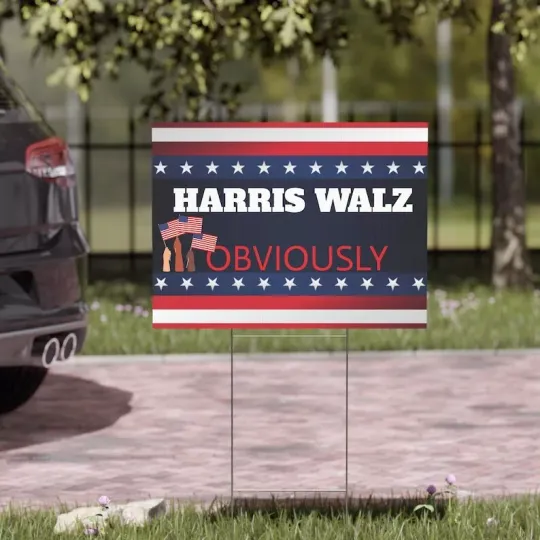 Discover Harris Walz Obviously 2024 Election Kamala For President Vote Blue Yard Sign