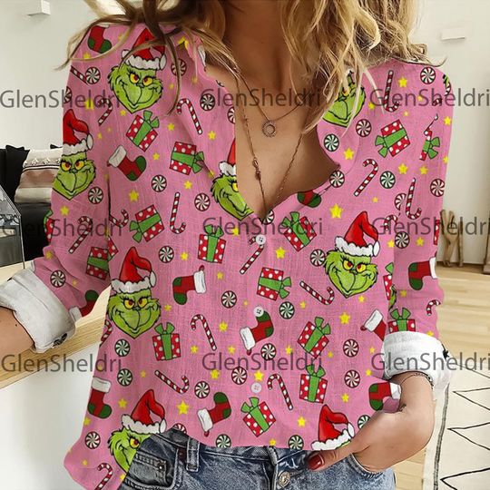 Discover Funny Character Casual Shirt, Funny Character Xmas Lover Women's Blouse