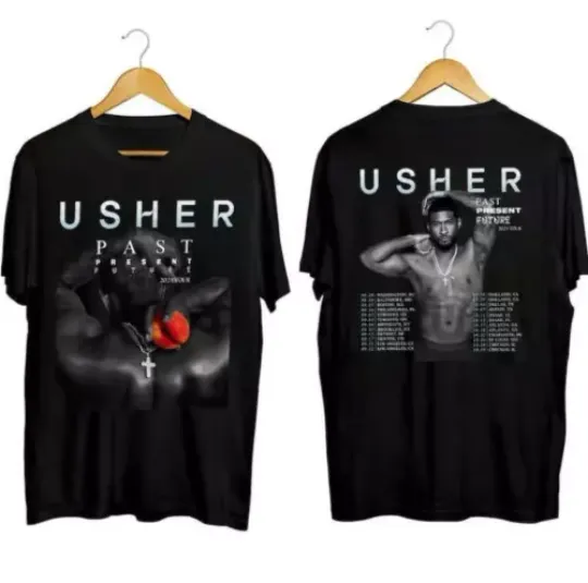 Discover Usher Past Present Future 2024 Tour T-Shirt Merch for Women Men Unisex
