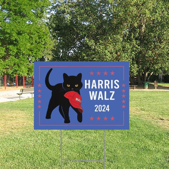 Discover Harris Walz 2024 Yard Sign, Cat Lady Kamala Harris Against