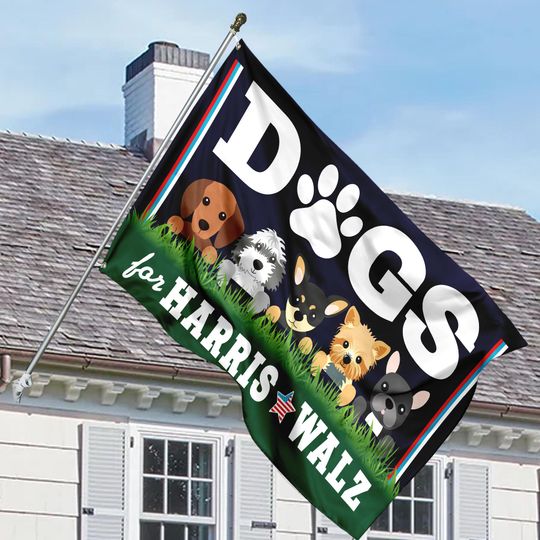Discover Dogs For Harris Walz House Flag, Kamala Harris For President 2024 House