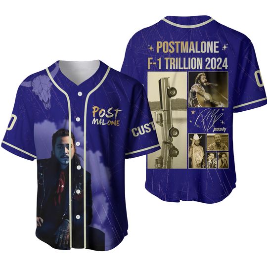Discover Custom Post Malone Baseball Jersey, Posty Rapper, The F-1 Trillion 2024 Baseball Jersey