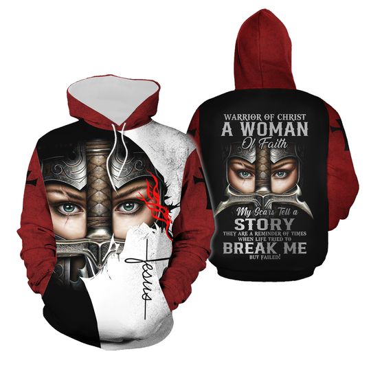 Discover A Warrior Of Christ A Woman Of Faith Gift Christian Warrior Hoodie 3D Printed