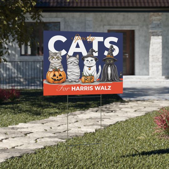 Discover Cats For Harris Walz Yard Sign, Harris For President, Democrat Garden Sign