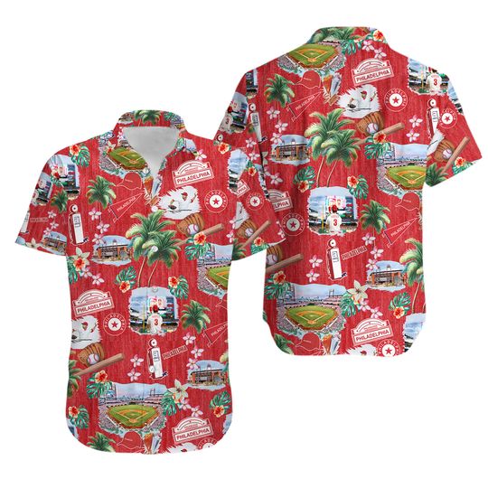 Discover Philadelphia Baseball Hawaiian Button Up Shirt