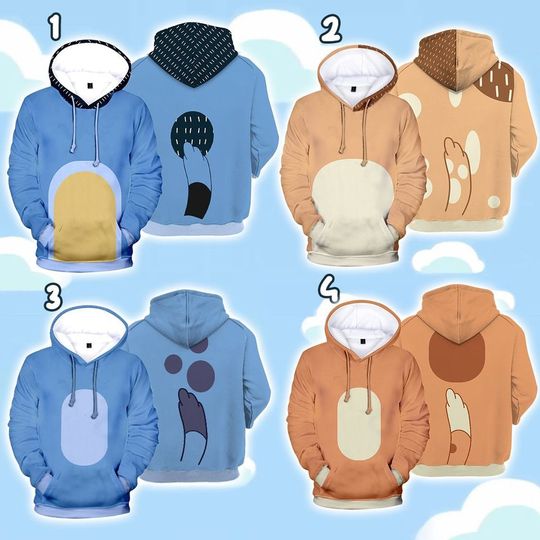 Discover Blue Dog Family 3D Shirt, Family Costume Halloween 3D Hoodie