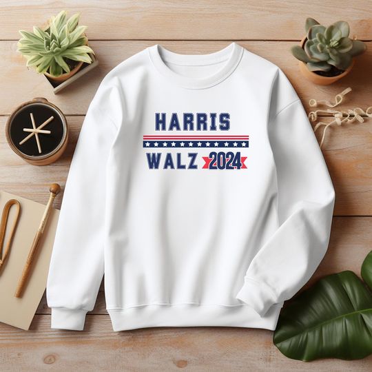 Discover Blue Harris Walz 2024 Sweatshirt, Election 2024 Shirt