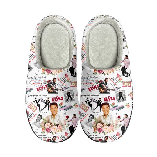 Discover Elvis Presley Cozy Unisex Winter Slippers, Elvis Presley Music Winter Shoes