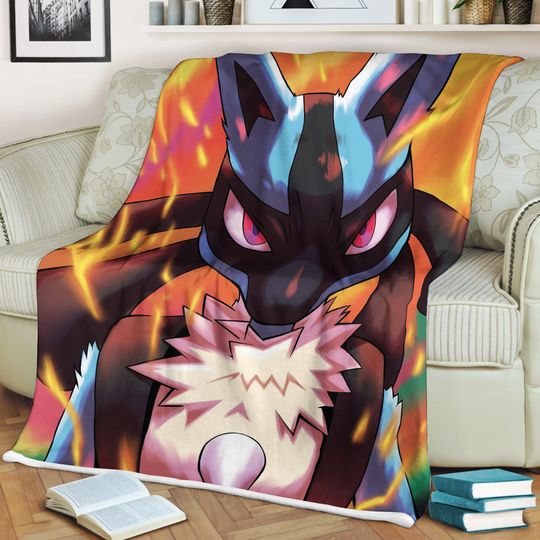 Discover Lucario Throw blanket! Perfect for a Gift, Present, Holiday, Birthday! Japanese Anime