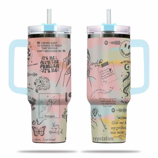 Discover 40oz Tumbler Warm Serene Brushstrokes taylor version Laser Engraved
