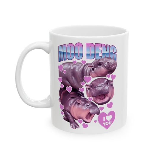Discover Moo deng Ceramic Mug, (11oz, 15oz)